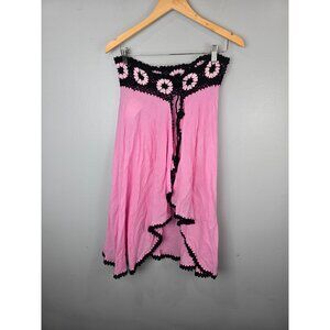 Siamese Dream Skirt Women's L Pink Crochet Coquette Boho Midi Festival Cottage